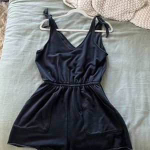 Aerie - black romper with tie shoulders